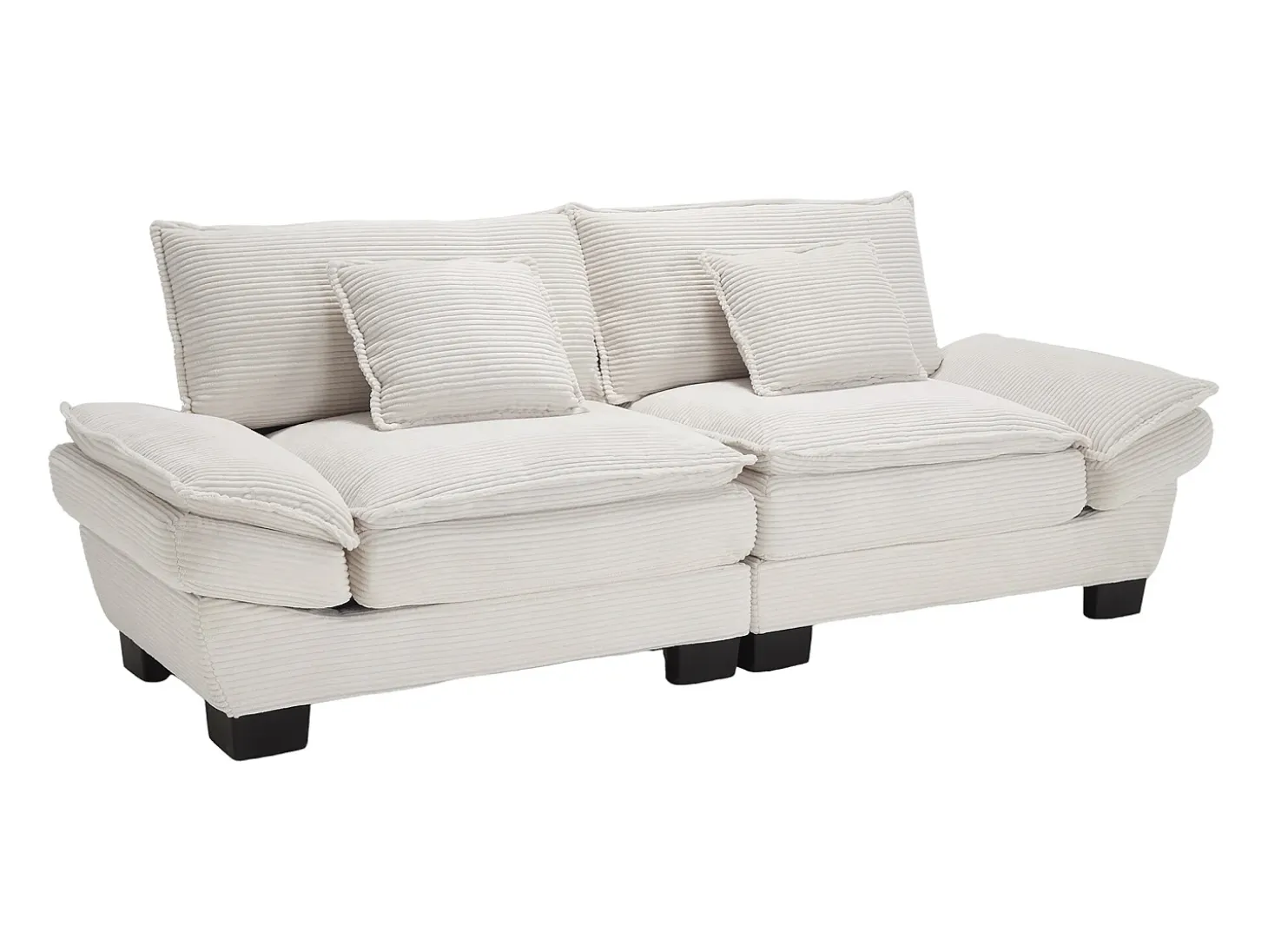 Sofá de dos plazas, de terciopelo, color beige, con reposacabezas y respaldo, ideal para salón y dormitorio