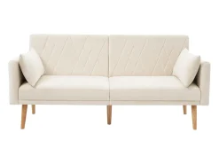 Sofá de dos plazas 180x75x82 cm - Respaldo ajustable - Terciopelo - Beige