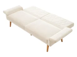 Sofá de dos plazas 180x75x82 cm - Respaldo ajustable - Terciopelo - Beige