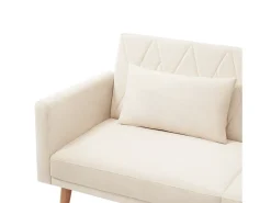 Sofá de dos plazas 180x75x82 cm - Respaldo ajustable - Terciopelo - Beige