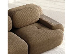 Sofá de esquina 3 plazas modular - en Pana - con 3 cojines y 2 otomanas - 298x178x70cm - Marrón