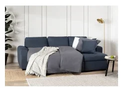 Sofá de esquina convertible reversible con almacenamiento Hamilton Tela Azul 4 plazas