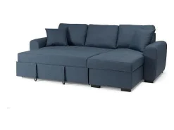 Sofá de esquina convertible reversible con almacenamiento Hamilton Tela Azul 4 plazas