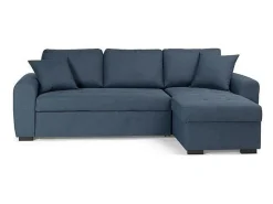 Sofá de esquina convertible reversible con almacenamiento Hamilton Tela Azul 4 plazas