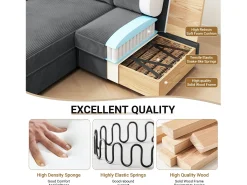Sofá de esquina de 2 salas - ángulo reversible derecho / izquierda - 180x140x86cm - en tela de terciopelo acanalado - carga máxima de 300 kg - gris antracita