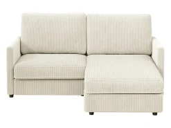 Sofá de esquina de 2 salas - ángulo reversible derecho / izquierda - 180x140x86cm - en tela de terciopelo acanalado - carga máxima de 300 kg - beige
