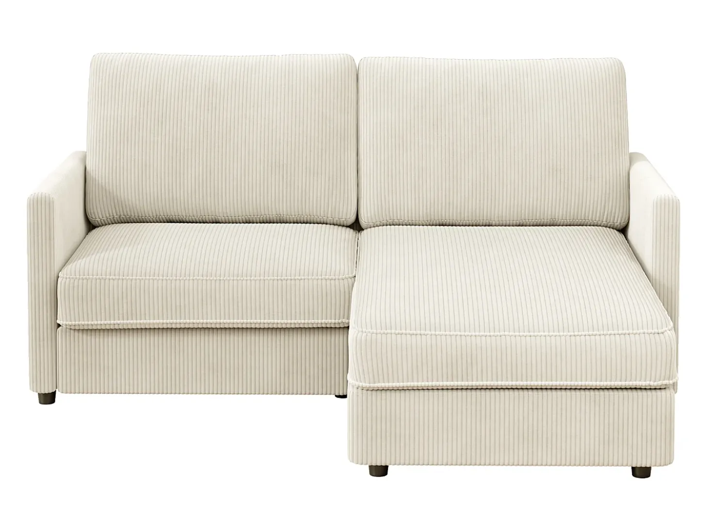 Sofá de esquina de 2 salas - ángulo reversible derecho / izquierda - 180x140x86cm - en tela de terciopelo acanalado - carga máxima de 300 kg - beige