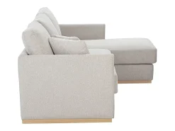 Sofá de esquina derecho de tela efecto terciopelo texturizado beige de 3 plazas MOSS