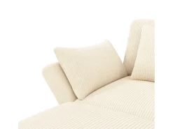 Sofá de esquina en forma de U - 6 plazas - con reposabrazos ajustables - con reposapiés desmontable - Pana acanalada - beige