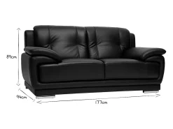 Sofá de piel de búfalo de diseño 2 plazas negro TAMARA
