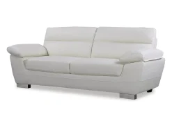 Sofá de piel reconstituido/PVC "Dallas" - 3 plazas - Blanco