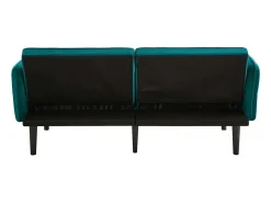 Sofá de salón verde - Sofá con reposabrazos abatibles y 2 cojines - seis patas de madera maciza - para salones y dormitorios