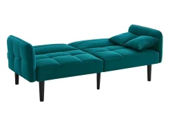 Sofá de salón verde - Sofá con reposabrazos abatibles y 2 cojines - seis patas de madera maciza - para salones y dormitorios