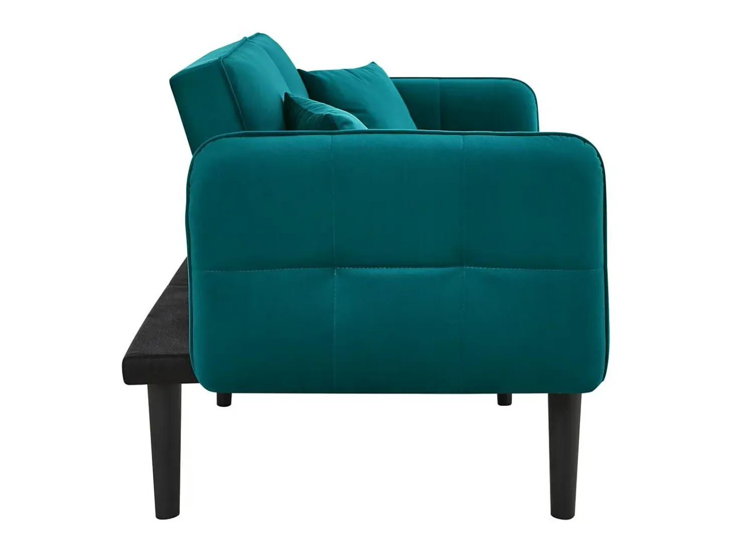 Sofá de salón verde - Sofá con reposabrazos abatibles y 2 cojines - seis patas de madera maciza - para salones y dormitorios