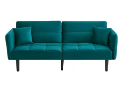 Sofá de salón verde - Sofá con reposabrazos abatibles y 2 cojines - seis patas de madera maciza - para salones y dormitorios