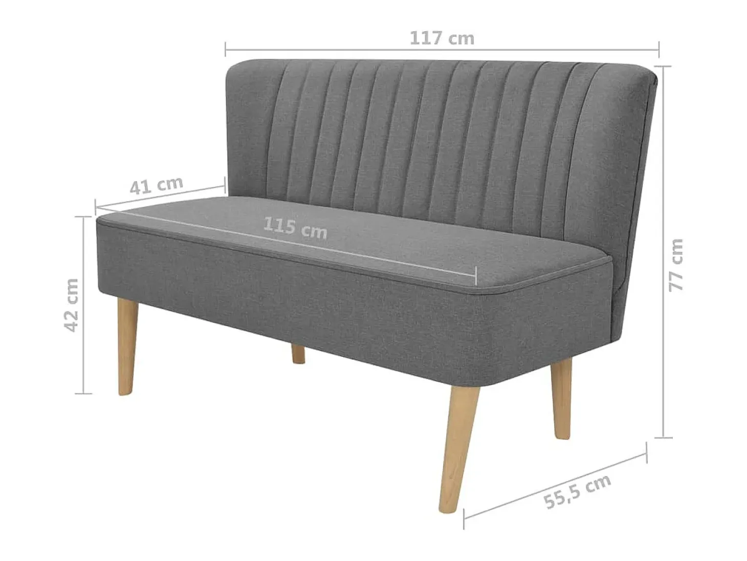 Sofá de tela gris claro 117x55,5x77 cm