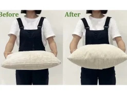Sofá de terciopelo acanalado de 3 salones, sofá derecha acolchado moderno grande con asientos profundos adicionales de 53 cm - 2 cojines - 220x76x84cm - gris gris