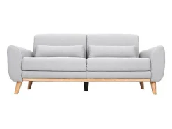 Sofá diseño 3 plazas tejido gris claro patas roble EKTOR