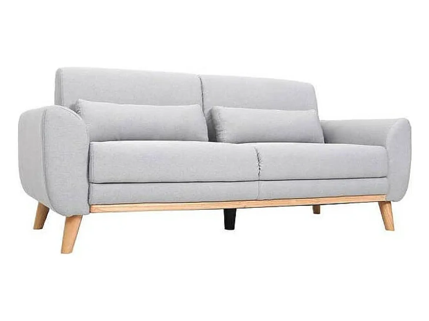 Sofá diseño 3 plazas tejido gris claro patas roble EKTOR