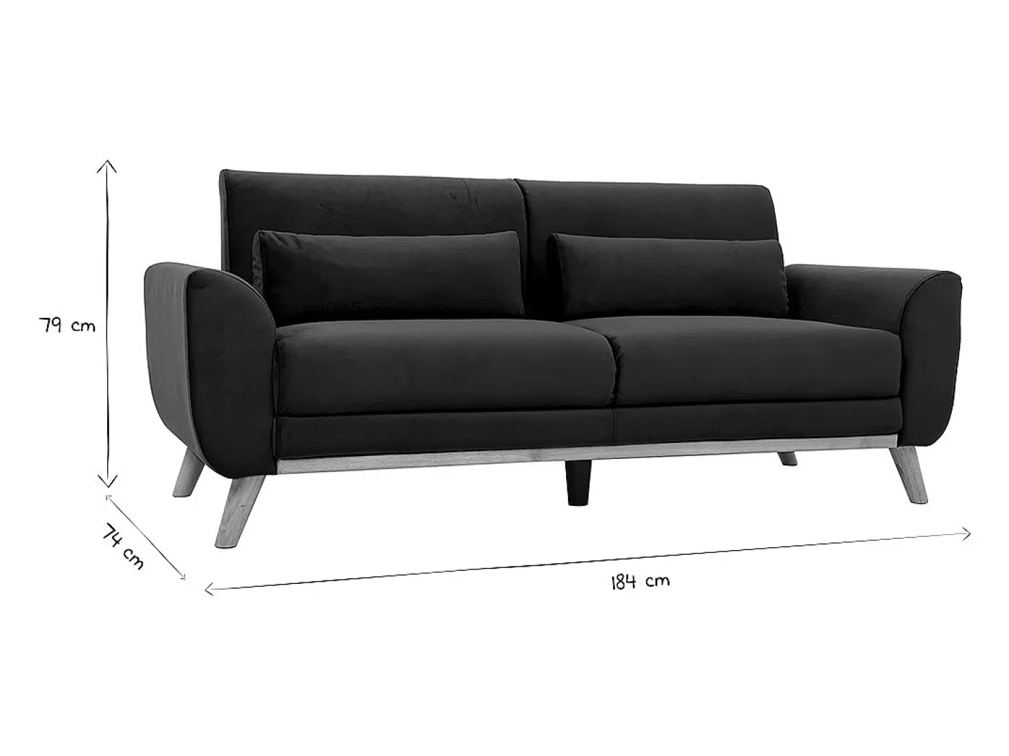 Sofá diseño 3 plazas tejido gris claro patas roble EKTOR