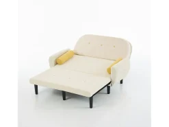 Sofá doble de pana, sillón relax con espacio de almacenamiento, color marfil