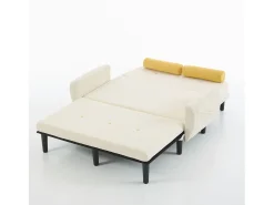 Sofá doble de pana, sillón relax con espacio de almacenamiento, color marfil