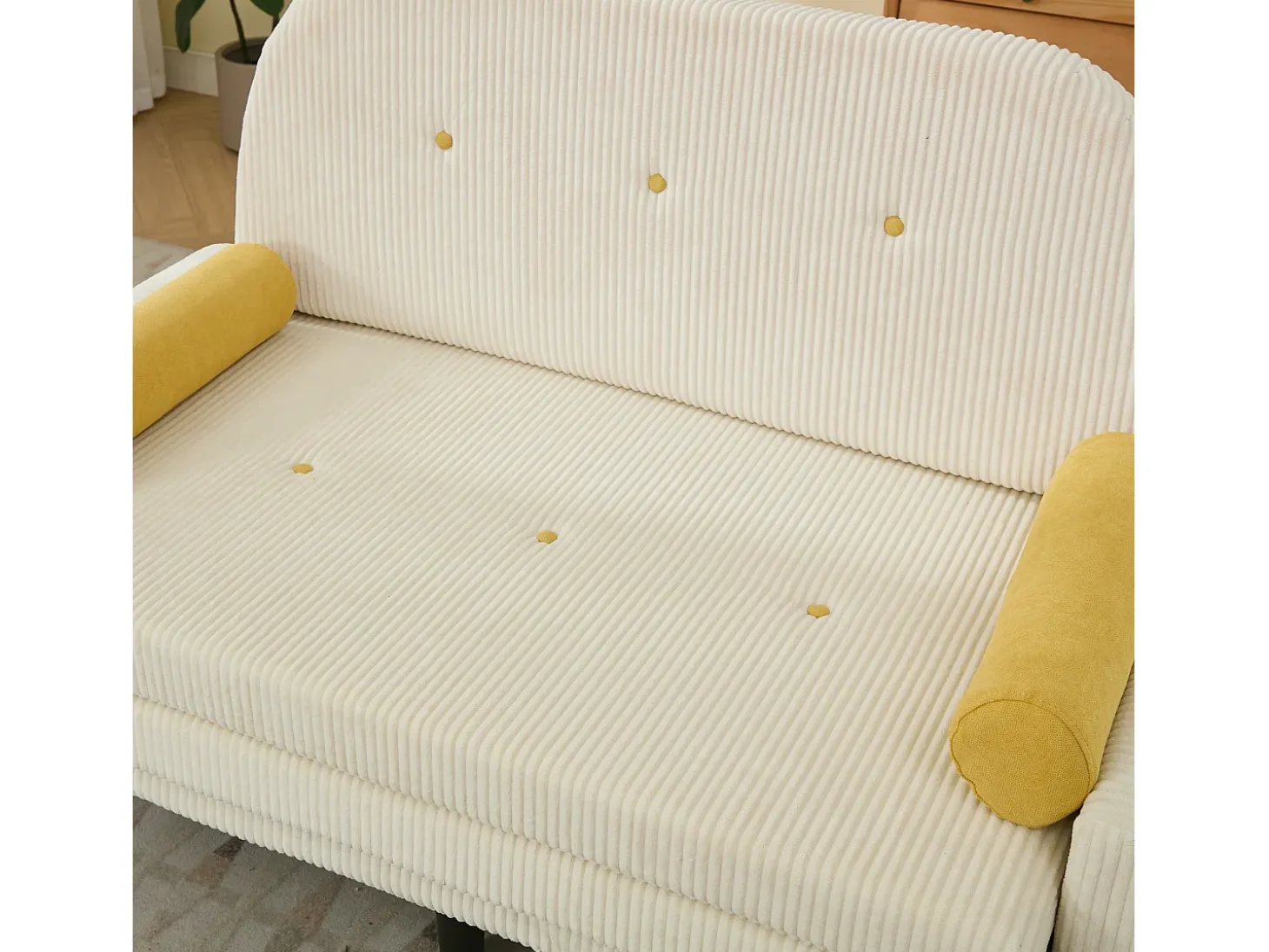 Sofá doble de pana, sillón relax con espacio de almacenamiento, color marfil