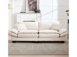 Sofá doble moderno y sencillo - 224 x 81 x 81 cm - con edredón - terciopelo - beige
