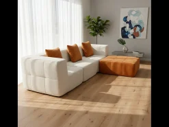Sofá Eden Completo 3 plazas - blanco naranja