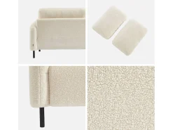 Sofá en borreguito con patas de metal de 3 plazas crema