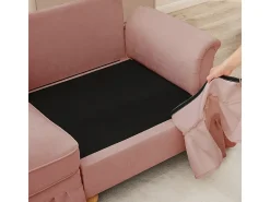 Sofá Esquina Modular 4 Plazas en U - Chenille - Funda Extraíble y 2 Pufs - 350x140x93cm - Rosa