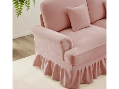 Sofá Esquina Modular 4 Plazas en U - Chenille - Funda Extraíble y 2 Pufs - 350x140x93cm - Rosa