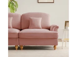 Sofá Esquina Modular 4 Plazas en U - Chenille - Funda Extraíble y 2 Pufs - 350x140x93cm - Rosa
