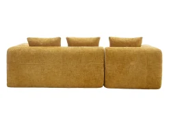 Sofá esquinero amarillo - Sofá recto con bolsillos de almacenamiento y 3 cojines - con chaise longue y reposabrazos