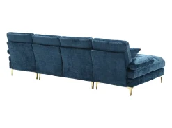 Sofá esquinero azul - Sofá de 4 plazas con asientos y cojines - para salón y dormitorio
