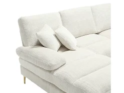 Sofá esquinero beige - Sofá de 4 plazas con asientos y cojines - para salón y dormitorio