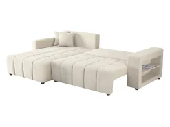 Sofá esquinero convertible de 3 plazas en tejido de chenilla - "Trocadero" - Beige