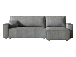 Sofá esquinero convertible en pana gris claro COSY