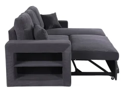 Sofá esquinero convertible/reversible de pana "Axel" - 3 plazas - Gris