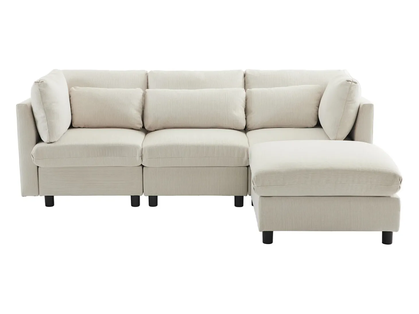 Sofá esquinero de 3 o 4 plazas, tapizado en forma de L, tejido de lino, 220 x 83 x 81 cm, color beige