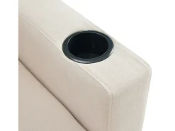 Sofá esquinero de 3 plazas con almacenaje, cojines y portavasos - algodón y lino beige