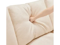 Sofá esquinero de 3 plazas - con reposapiés modular - chenilla - Beige
