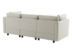 Sofá esquinero de 3 plazas con reposapiés - tejido de lino - muebles de salón - sofá moderno en beige