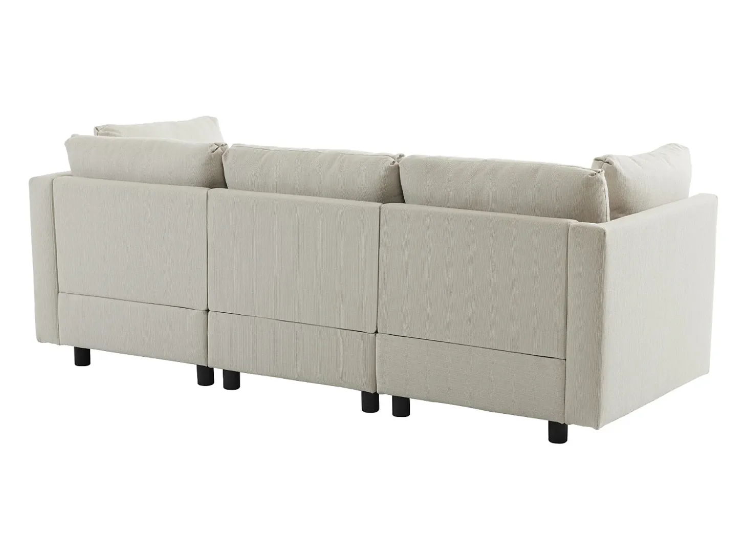 Sofá esquinero de 3 plazas con reposapiés - tejido de lino - muebles de salón - sofá moderno en beige