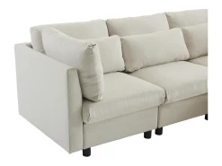 Sofá esquinero de 3 plazas con reposapiés - tejido de lino - muebles de salón - sofá moderno en beige