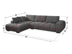 Sofá esquinero de tela "Monceau" – 3 plazas – Gris