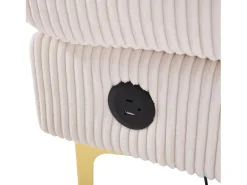 Sofá esquinero de terciopelo - Sofá esquinero con iluminación LED y 4 cojines - puerto USB y reposabrazos - beige