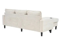 Sofá esquinero derecho - Sofá con 2 portavasos y cargador USB - lino beige