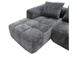 Sofá esquinero gris - Sofá recto con bolsillos de almacenamiento y 3 cojines - con chaise longue y reposabrazos