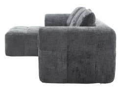 Sofá esquinero gris - Sofá recto con bolsillos de almacenamiento y 3 cojines - con chaise longue y reposabrazos